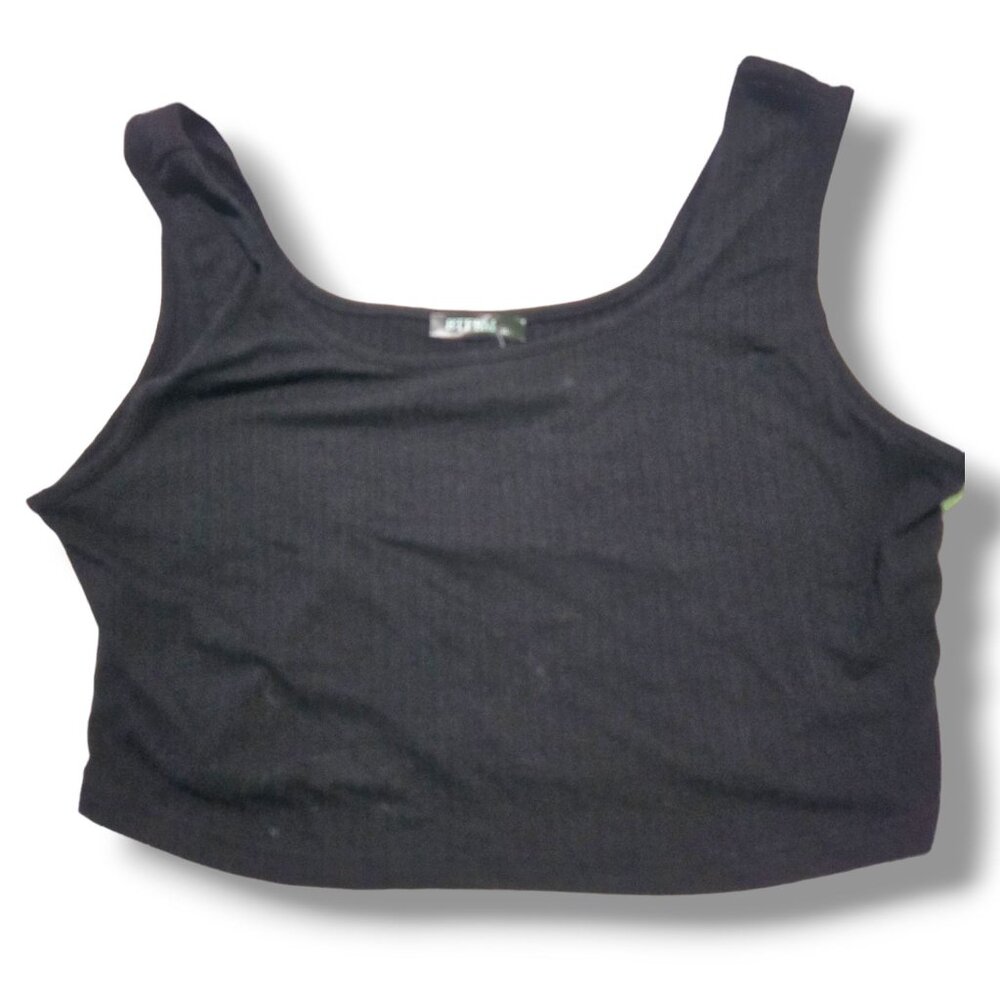 BTFBM tank top womens XL cropped ribbed grey round neckline NWT